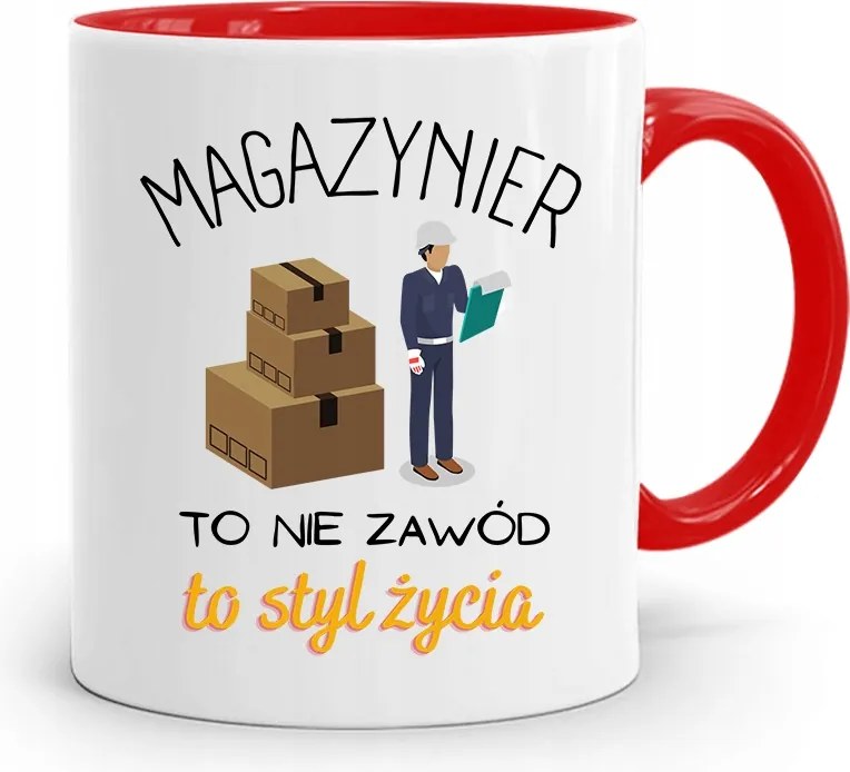 Piros Bögre A Raktárosnak Egy Életstílus, fényképes nyomtatással