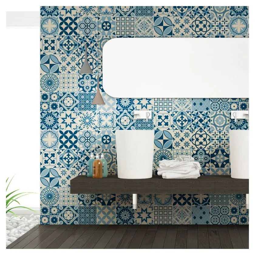 Wall Decal Cement Tiles Riana 60 db-os falmatrica szett, 15 x 15 cm - Ambiance