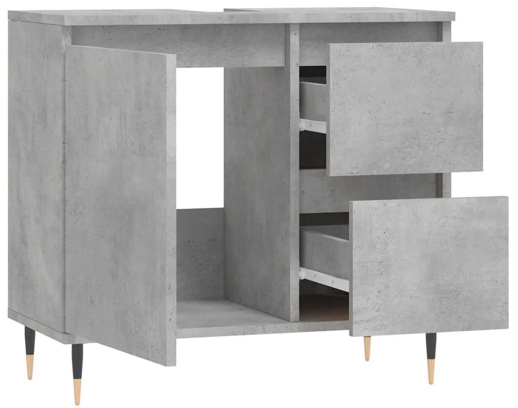 betonszürke szerelt fa fürdőszobaszekrény 65 x 33 x 60 cm