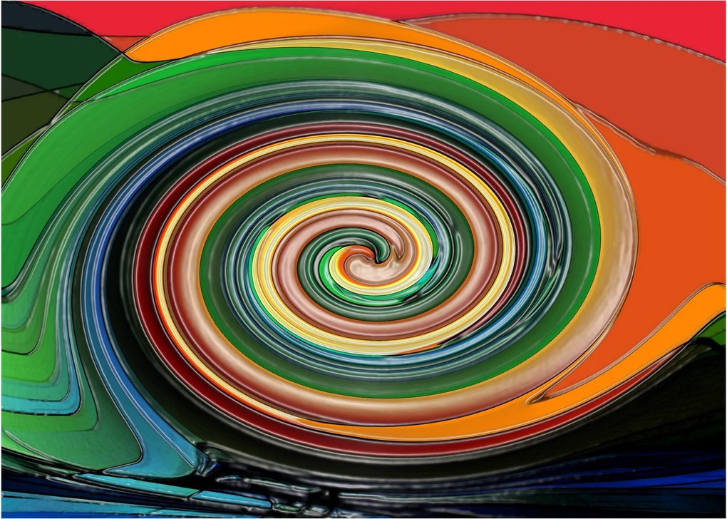 Absztrakt kép - színes spirál (üvegen) (70x50 cm)