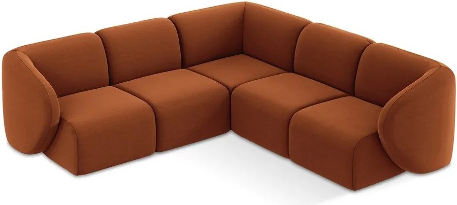 Terrakotta színű bársony sarokkanapé Lani – Makamii