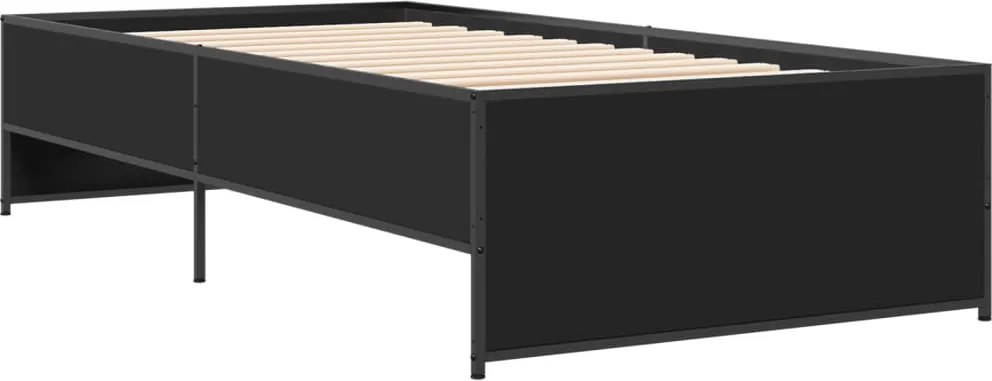 vidaXL fekete szerelt fa és fém ágykeret 100 x 200 cm