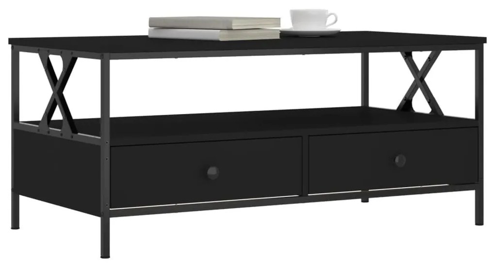 fekete szerelt fa dohányzóasztal 100 x 51 x 45 cm