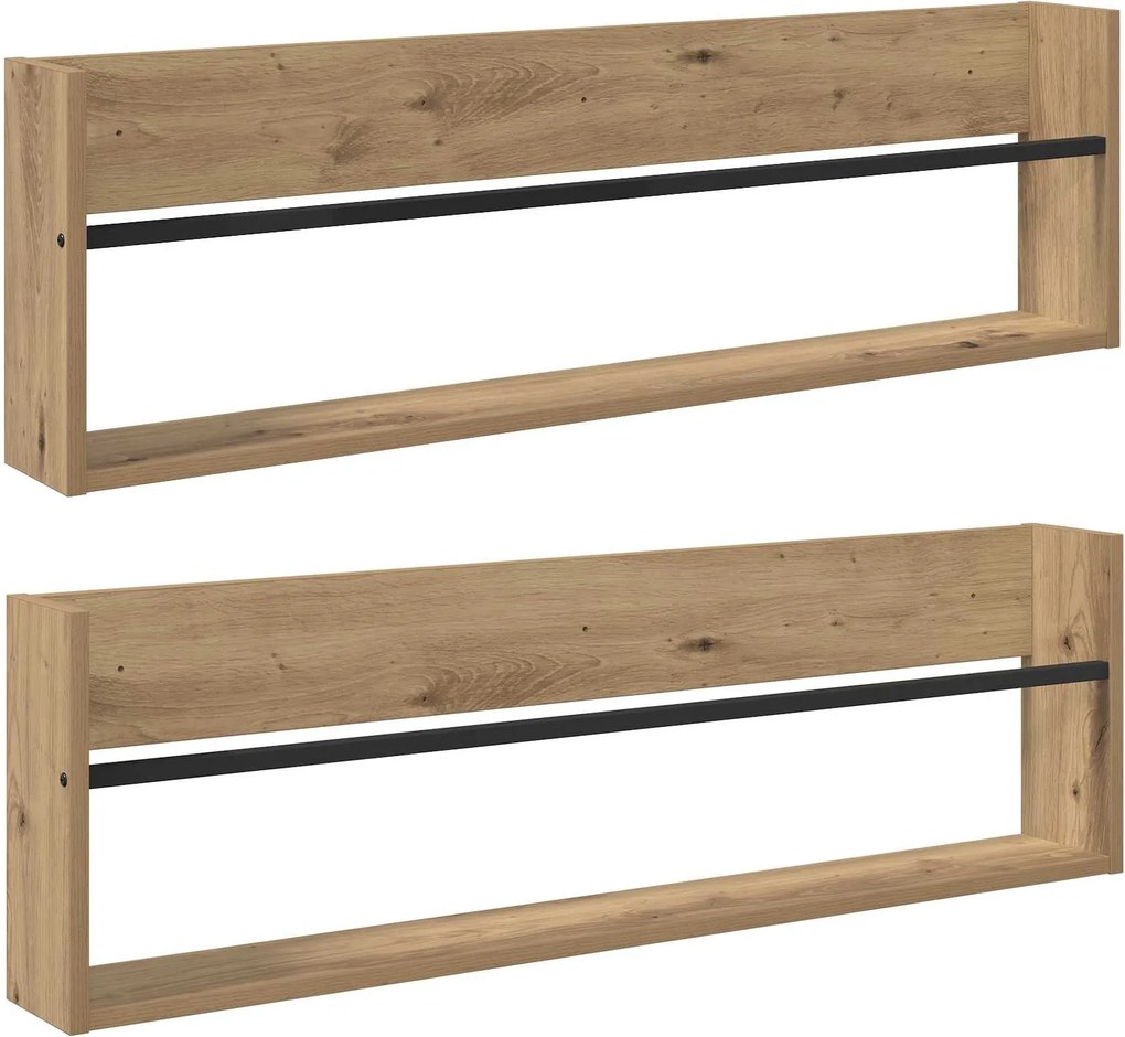 vidaXL Magazin állvány 2 pcs Artisan tölgy 100 x 12 x 30 cm Faanyag