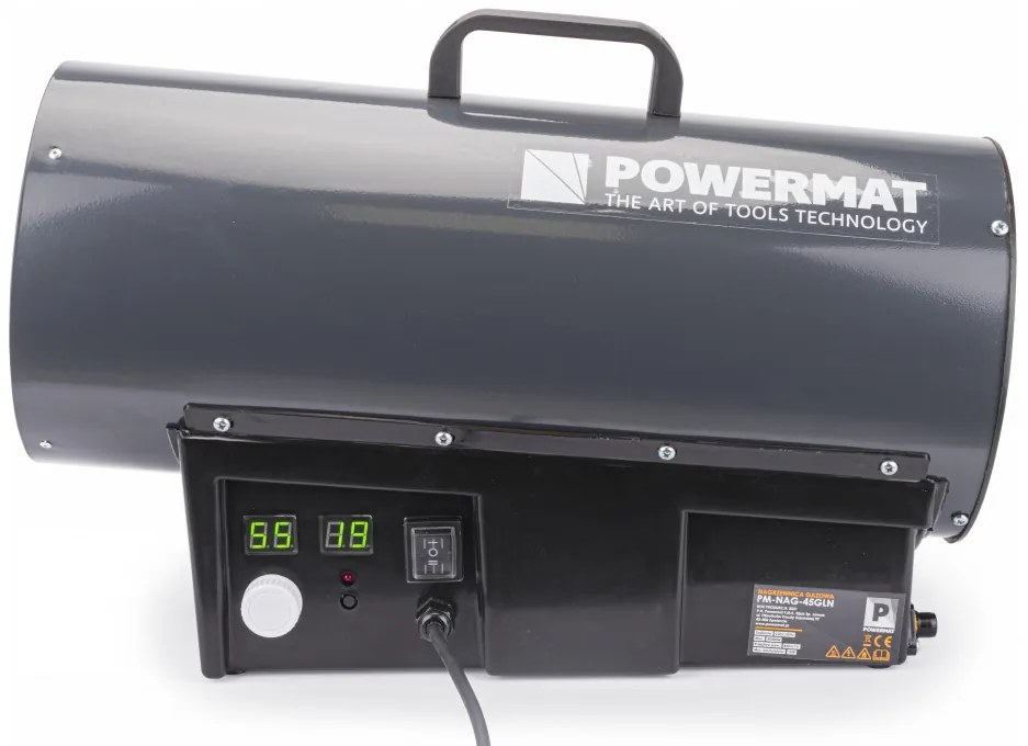 Gázüzemű hőlégfúvó termosztáttal és LCD kijelzővel 45KW PM-NAG-45GLN