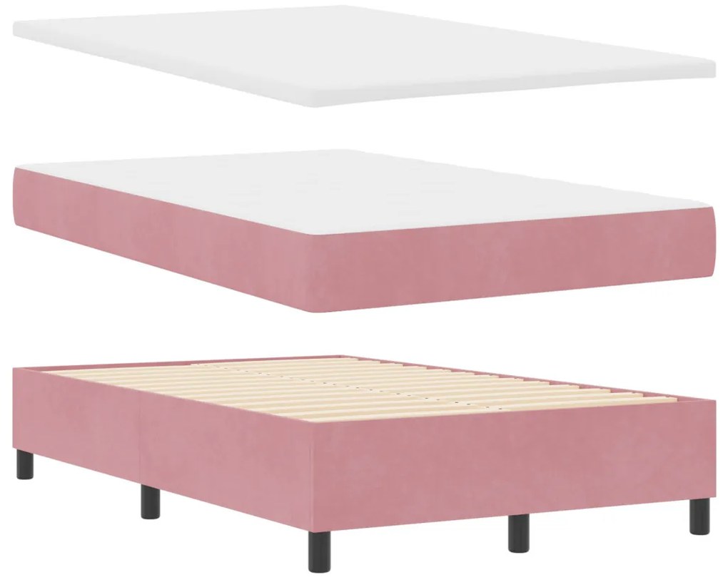 Box Spring Ágy Matraccal & Pad Rózsaszín 120x200 cm Bársony