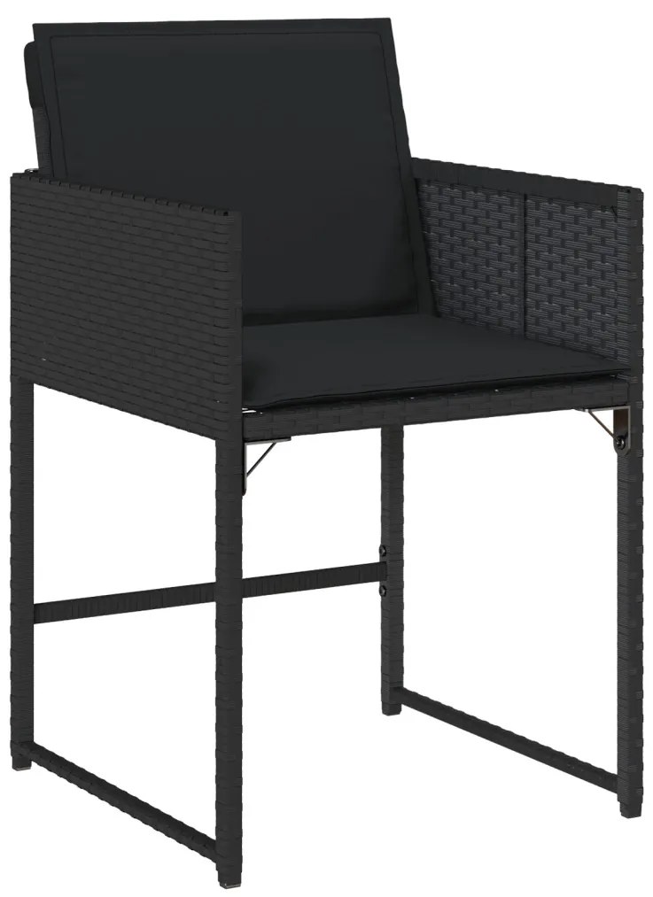 5 darabos kerti étkező szett párnákkal Fekete Poly Rattan