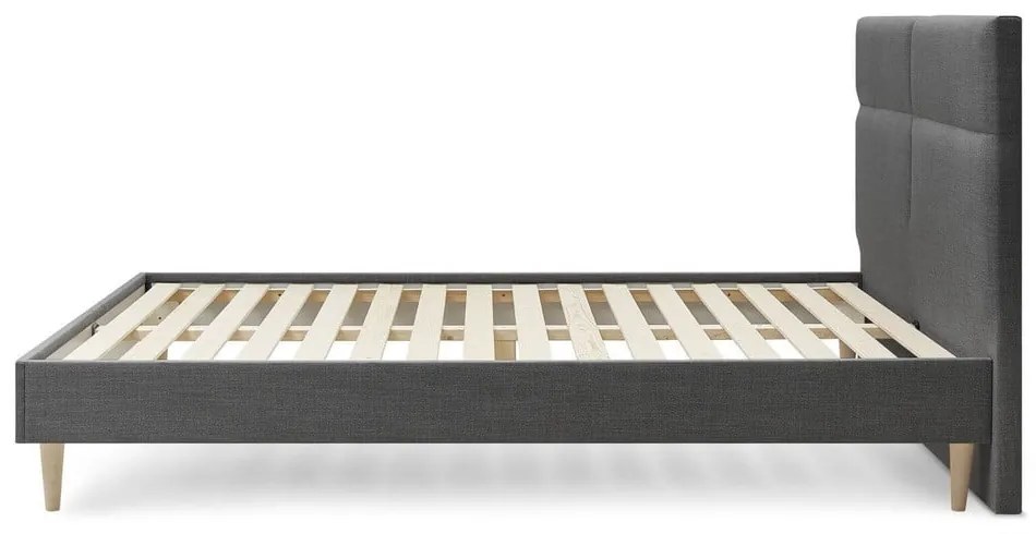 Fekete kárpitozott franciaágy ágyráccsal 180x200 cm Elyna – Bobochic Paris