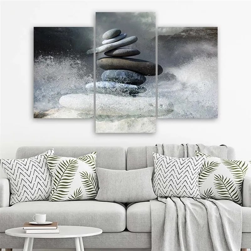 Gario Vászonkép Zen kövek a vízben - 3 részes Méret: 120 x 80 cm