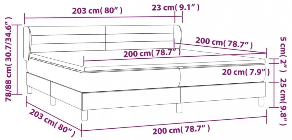tópszínű szövet rugós ágy matraccal 200 x 200 cm