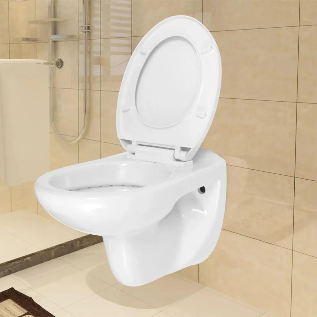 vidaXL fehér kerámia fali WC lágyan csukódó fedéllel