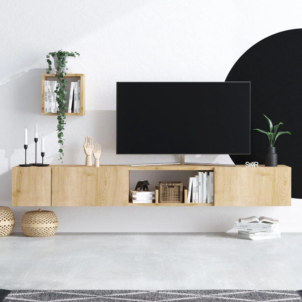 TV szekrény "AVIOR" 180x25x32 cm, tölgy szíinű