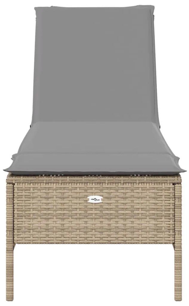 Bézs polyrattan napozóágy párnával