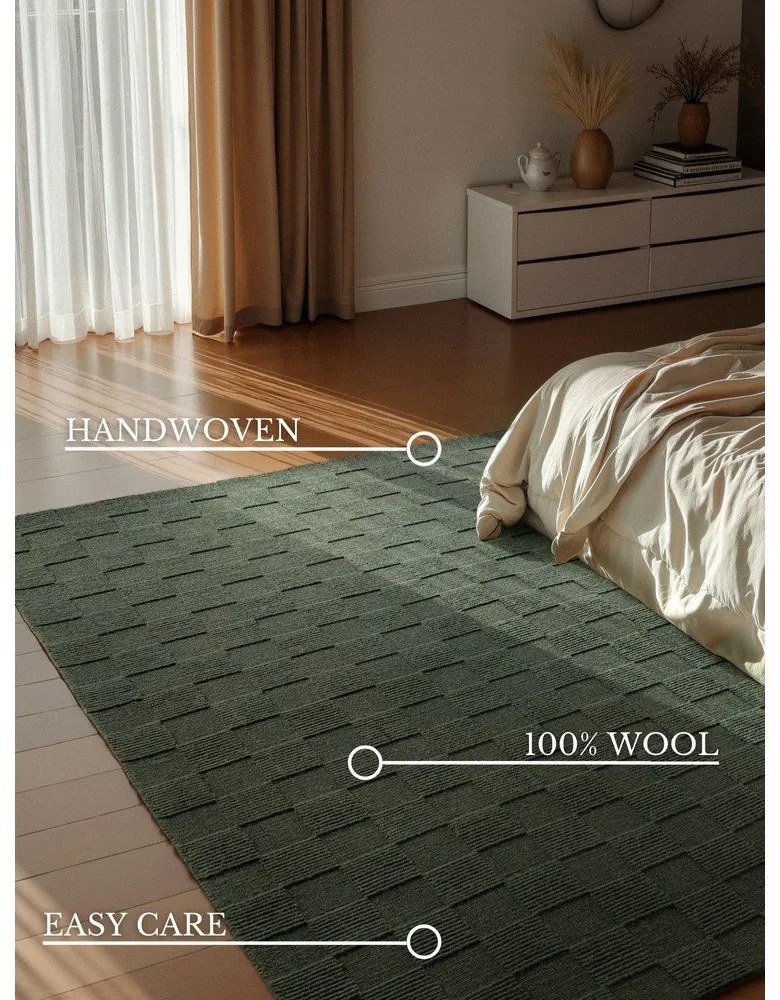 Sötétzöld kézi szövésű gyapjú szőnyeg 160x230 cm Scala – Villeroy&Boch