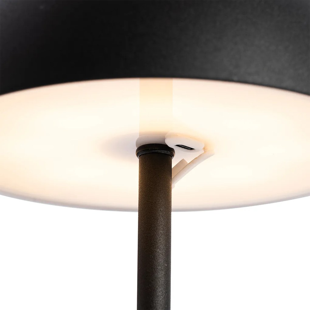 Kültéri asztali lámpa fekete újratölthető 3 fokozatban szabályozható - Keira