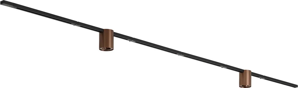 Modern fekete sínrendszer 2 sötét bronz spotlámpával, 1 fázisú - Iconic Rondoo Up