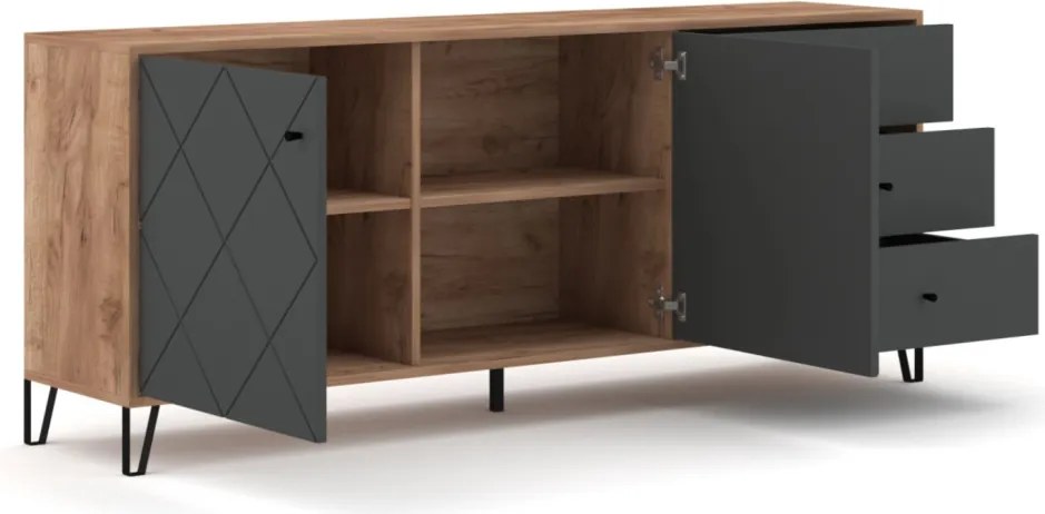 Komód 183 cm Craft Tobacco tölgy / grafit színkombinációban - BACARDI