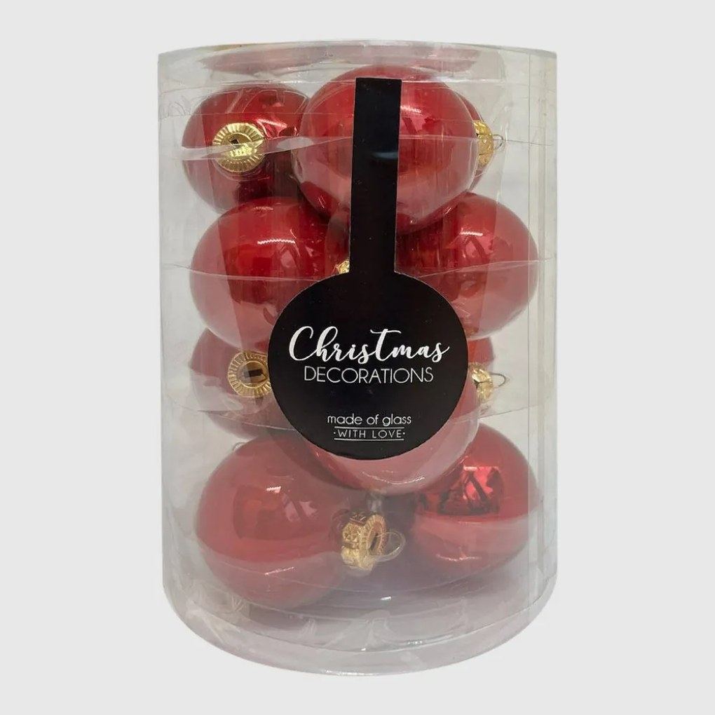 Red üveg karácsonyi gömb szett piros 12*6cm