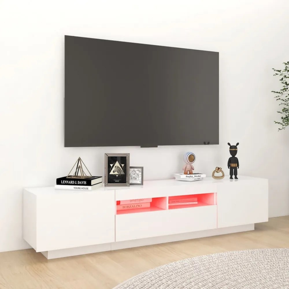 fehér TV-szekrény LED-lámpákkal 180 x 35 x 40 cm