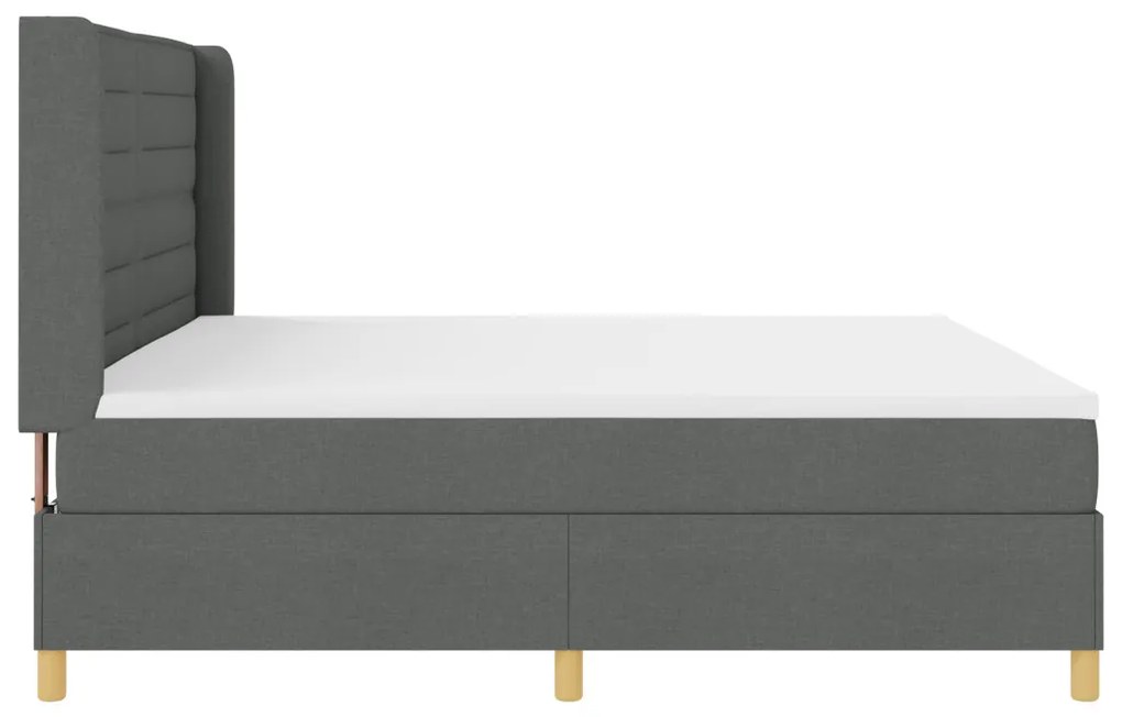 Boxspring Ágy Matrac Bőrhatás Szürke 200x200 cm