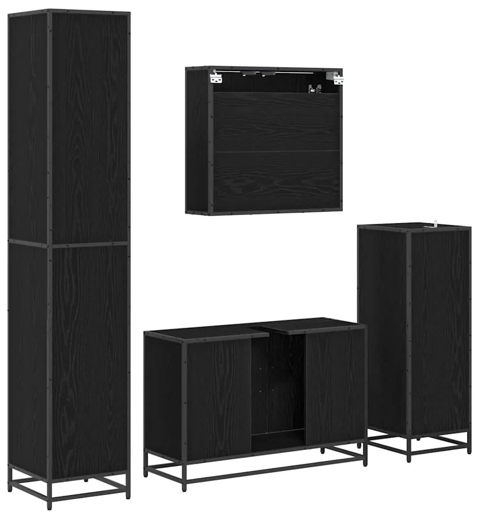 Fürdőszoba bútor szett 4 pcs Musta tammi 90 x 33 x 60 cm