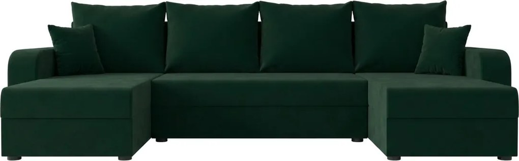 Ágyazható U alakú kanapé VALERIO 305x140 cm, sötétzöld színű
