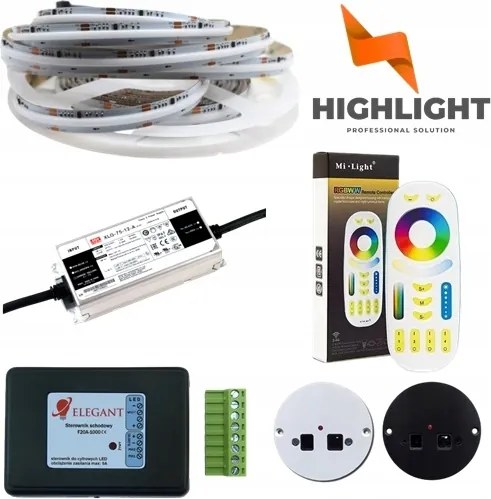 5m Led lépcső szett Cob Rgbw 12V 7W animáció