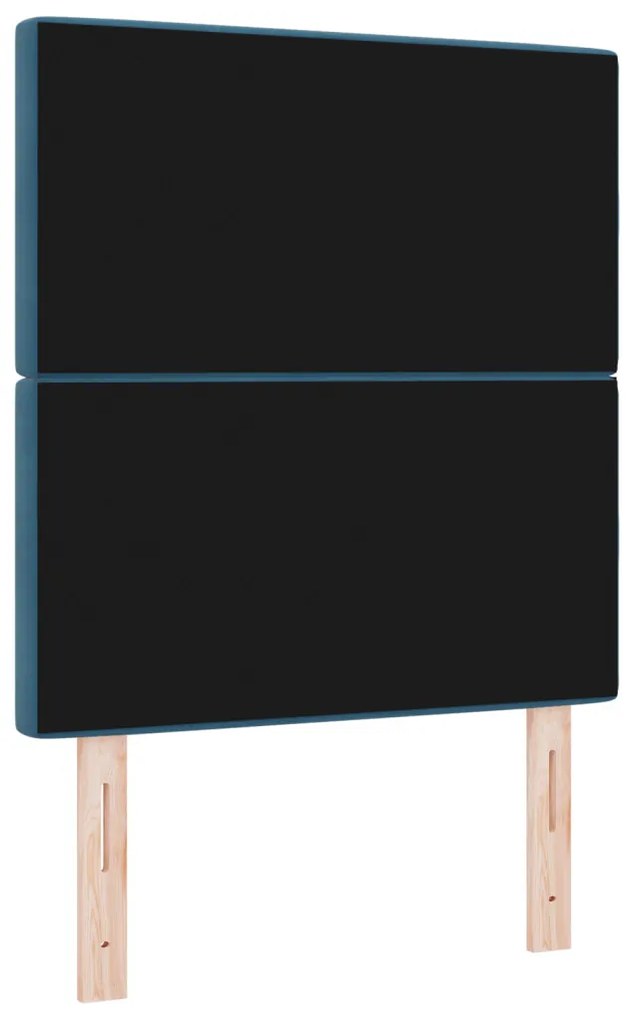 LED Fejléces Ágy Sötétkék 80 cm Bársony