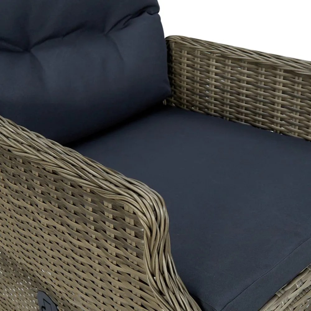 9 részes barna polyrattan kültéri étkezőgarnitúra párnákkal
