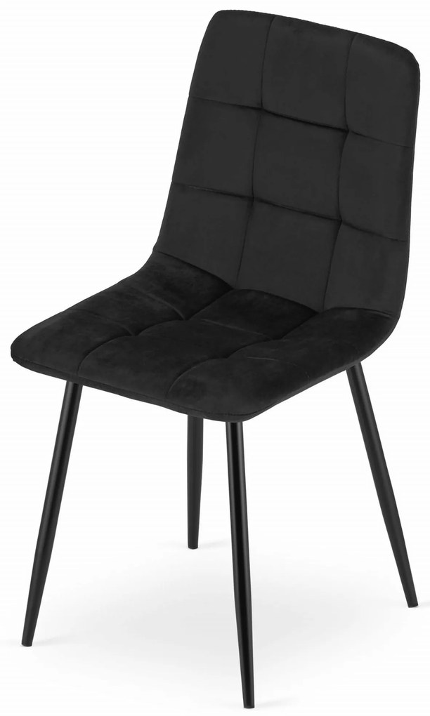 AKCIÓ Fekete bársony szék KARA fekete lábakkal II. osztály