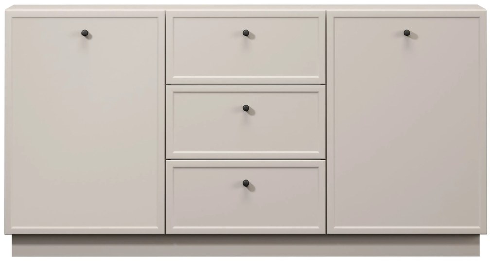 Lorini komód 150 cm - kasmír / fekete fogantyúk