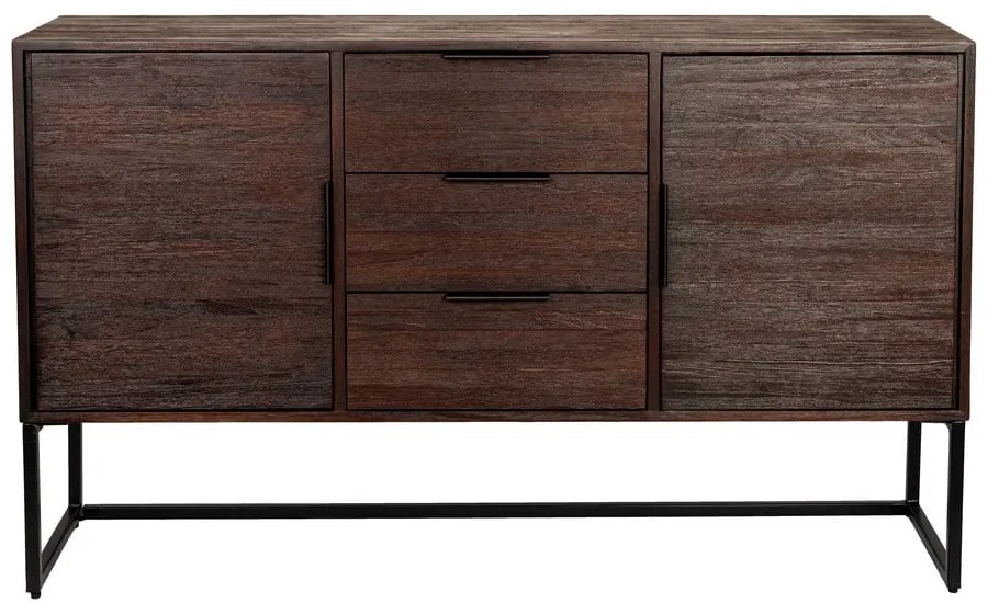 Barna teakfa alacsony komód 135x82 cm Webster – White Label