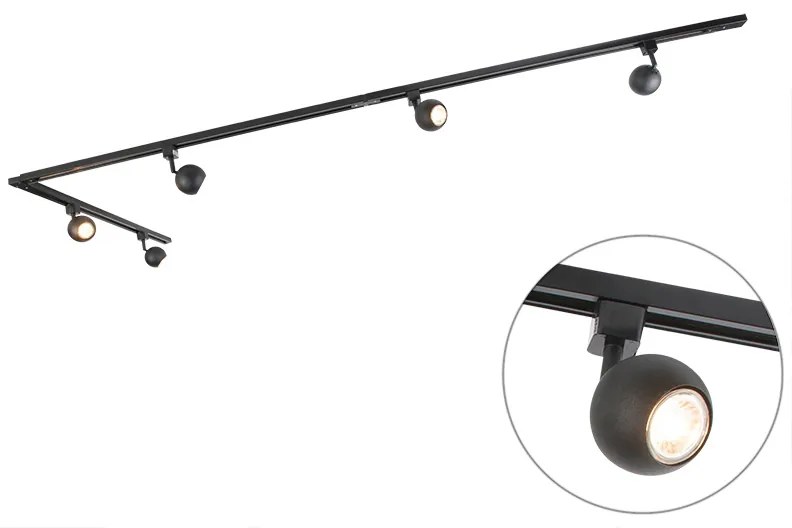 Okos sínrendszer fekete 1 fázisú, 5 db WiFi GU10-es spotlámpával - Gissi