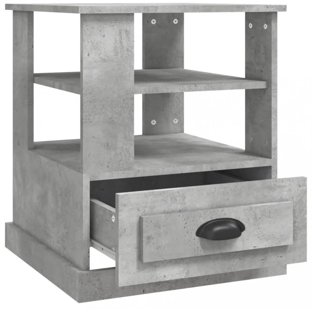 betonszürke szerelt fa dohányzóasztal 50x50x60 cm