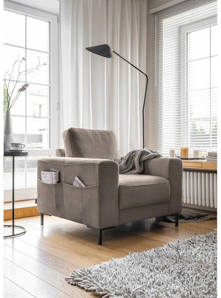 Barna kordbársony fotel Lofty Lilly – Miuform