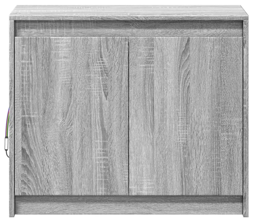 szürke sonoma szerelt fa tálalószekrény LED-del 72 x 34 x 61 cm