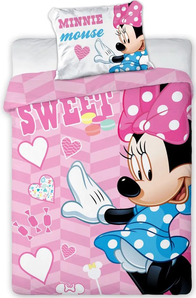 Disney Minnie Sweet gyerek, ovis ágyneműhuzat 100×135cm, 40×60 cm