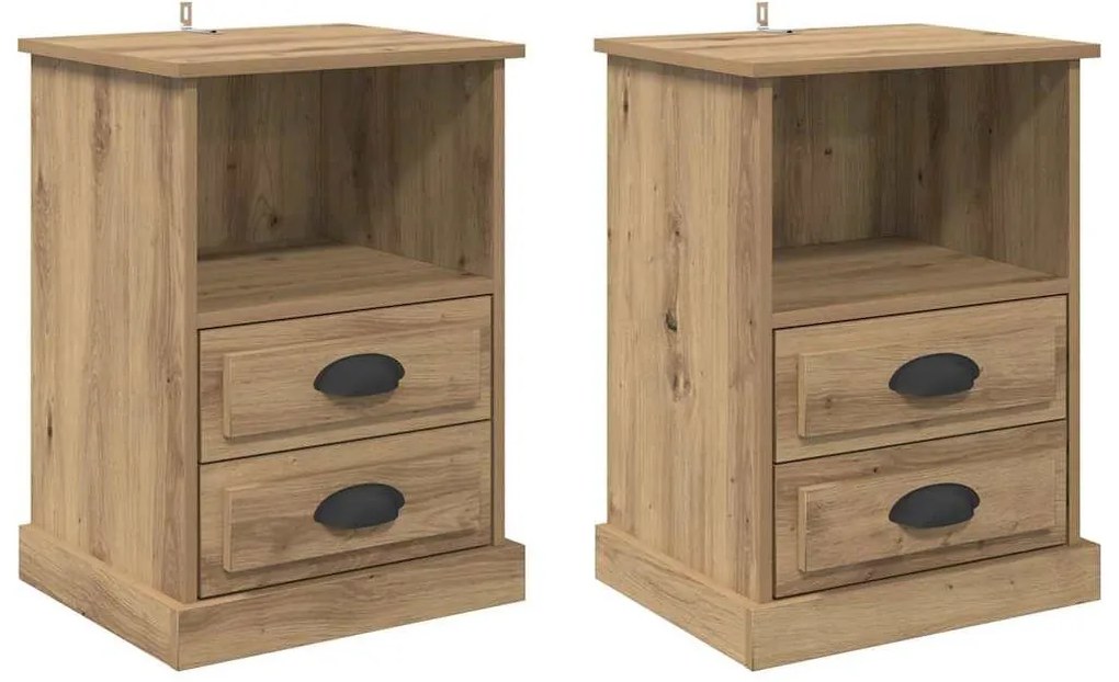 Éjjeliszekrény 2 pcs kézműves tölgy 43 x 36 x 60 cm Faanyag