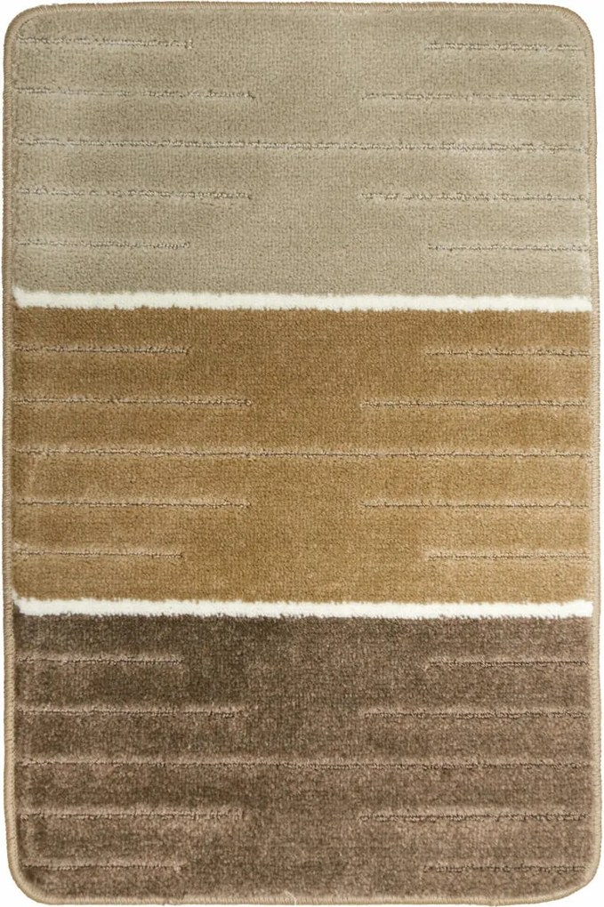 50x80 cm Gumírozott Fürdőszobaszőnyeg Como Csíkos Bézs Krém