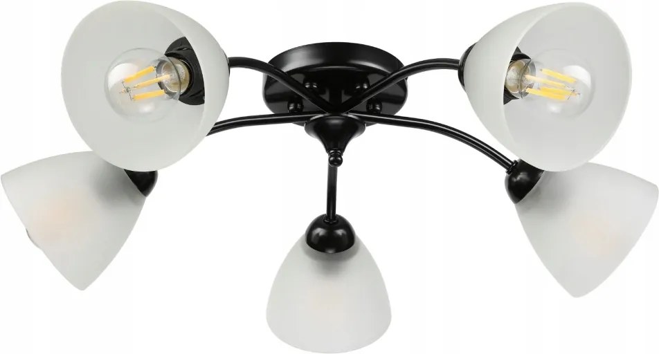 Lampa sufitowa Arco 5-punktowa Czarna E27 transparentne klosze