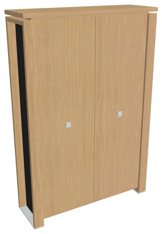 Verno+ S magas szekrény 140 x 46 x 210 cm, világos tölgy / fekete