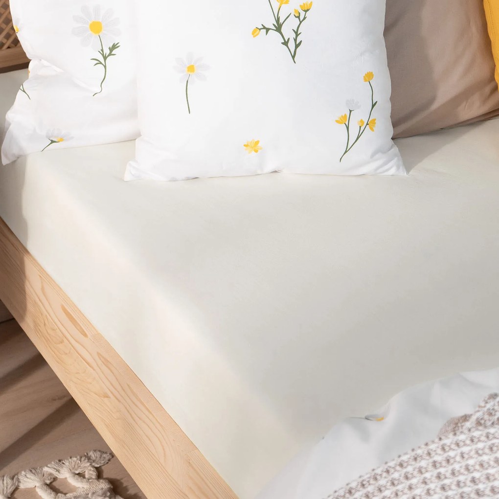 Goldea jersey körgumis lepedő - krémszínű 90 x 200 cm