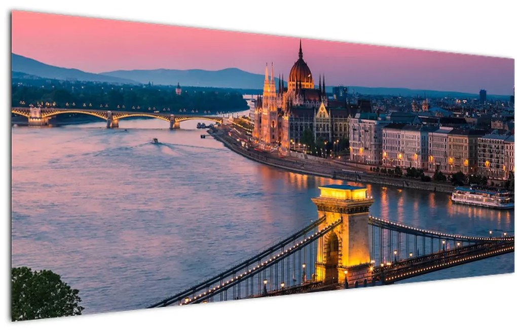 Kép - panoráma a városra, Budapest, Magyarország (120x50 cm)