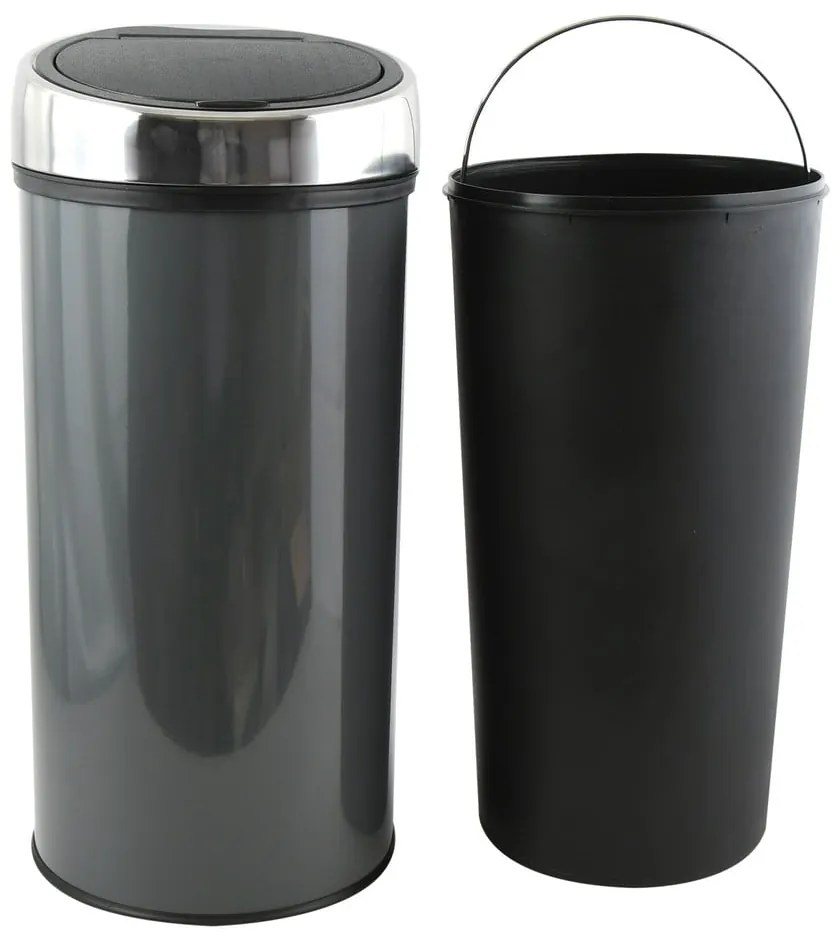 Sötétszürke acél érintésre nyíló szemetes 30 l – MSV