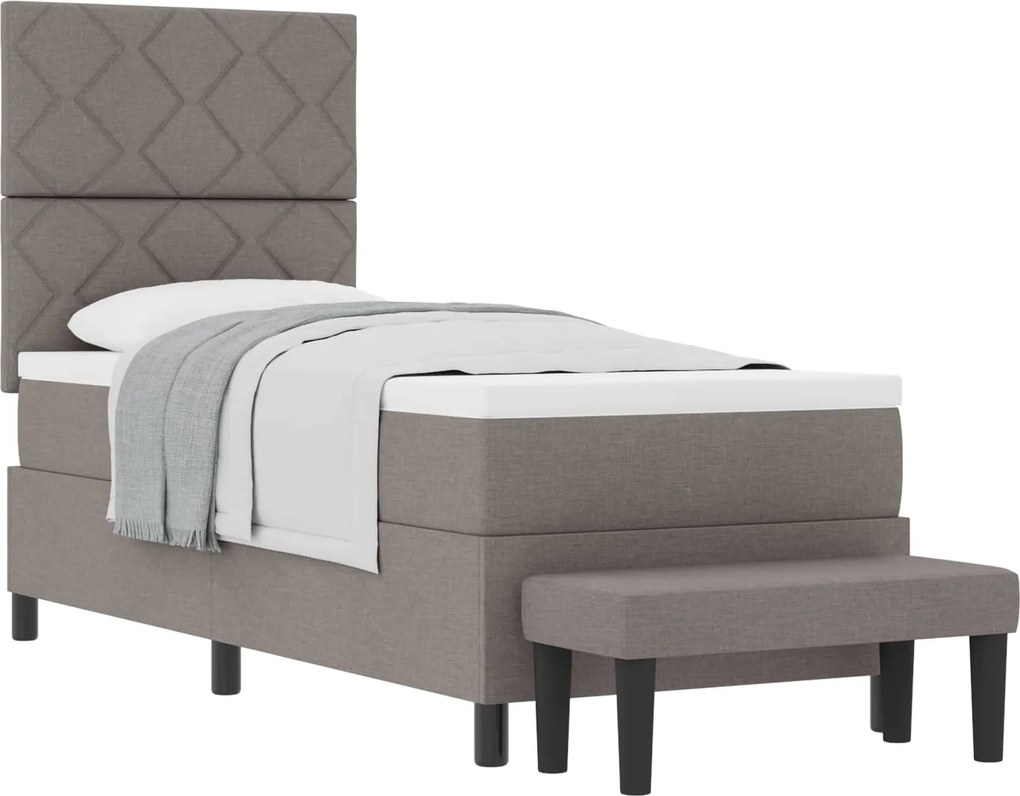 vidaXL Boxrugós ágy matracmal fejtámlával Tópszínű 80 x 200 cm szövet