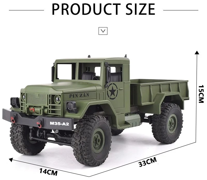 1:16 Rc Amerikai Katonai 4WD Teherautó M35-A2 Modell 2.4Ghz Jó kidolgozás RTR Azonnal használható