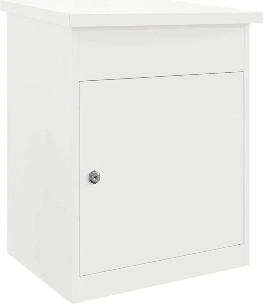 vidaXL Csomagzáró doboz tárolóval ajtóval Fehér 47.5 x 38 x 59 cm Acél