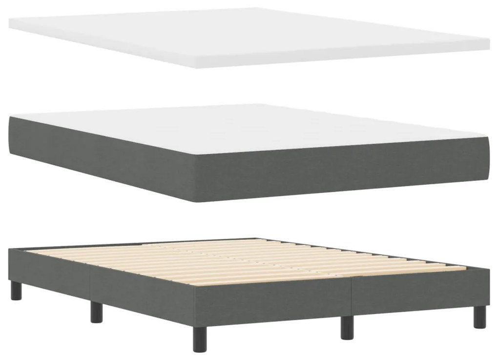 Box Spring Ágy Matrac Sötétszürke 160x200 cm Szövet