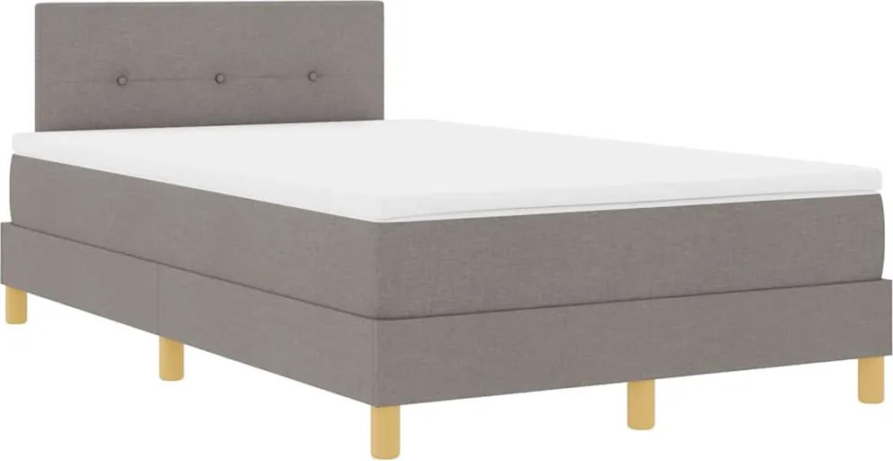 vidaXL LED Box Spring Ágy matracmal Tópszínű 120 x 190 cm szövet