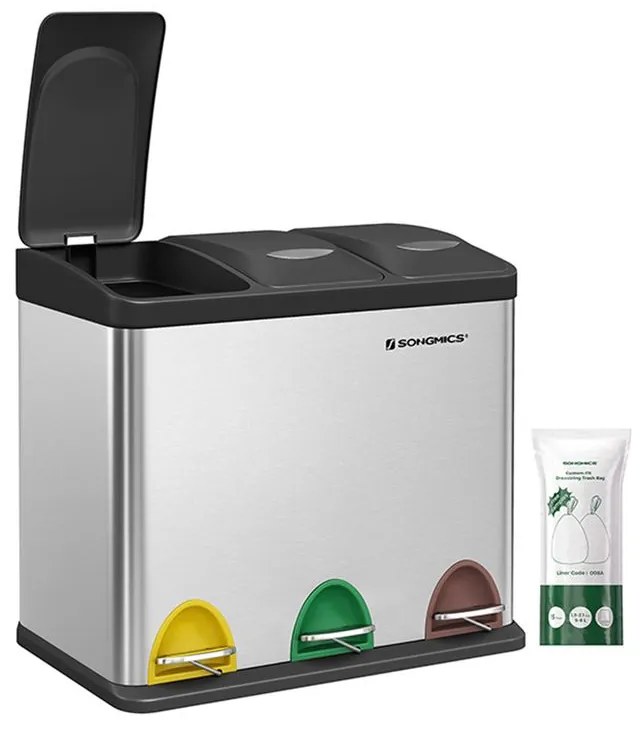 Jurhan SORT szelektív hulladékgyűjtő, 24l (3x8l), acél